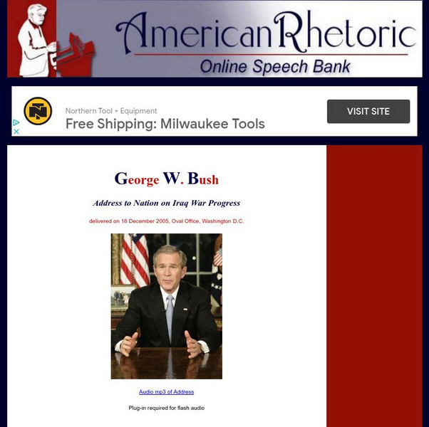 American Rhetoric: George W. Bush: Address to Nation on Iraq War Progress Audio