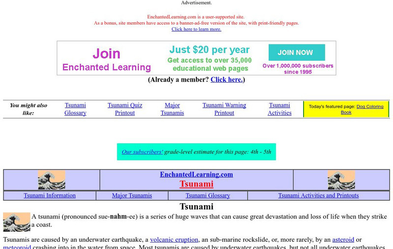 Enchanted Learning: Tsunamis Website