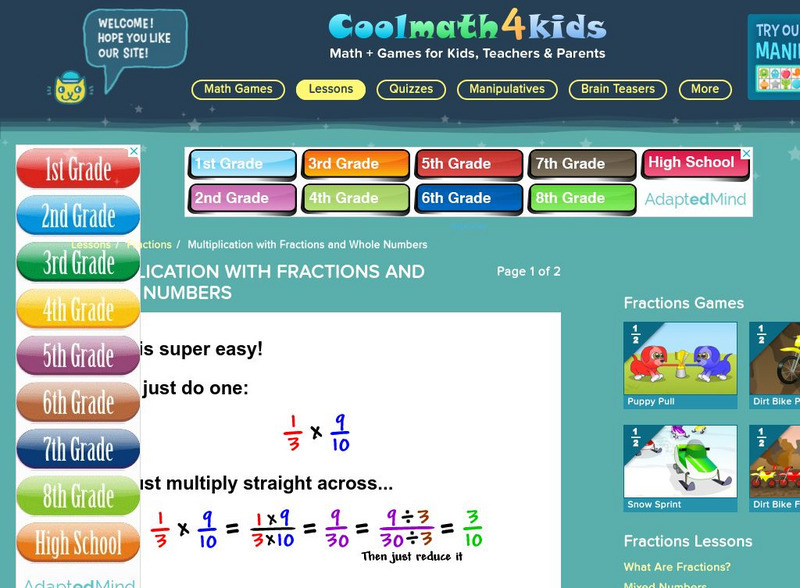Coolmath: Coolmath4kids: Multiplication With Fractions Handout Coolmath: Coolmath4kids: Multiplication With Fractions Handout