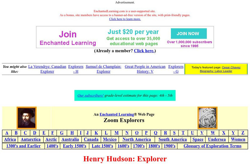 Enchanted Learning: Henry Hudson Handout Enchanted Learning: Henry Hudson Handout