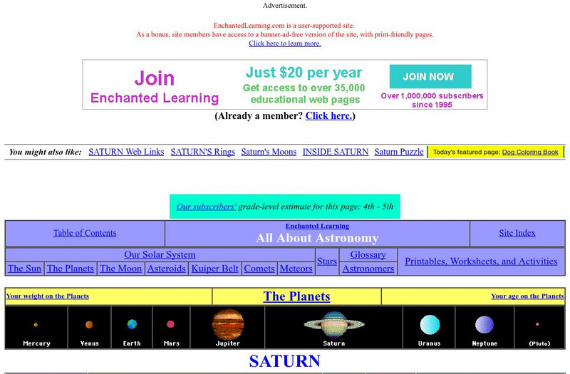 Enchanted Learning: Saturn Website Enchanted Learning: Saturn Website