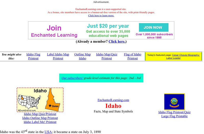 Enchanted Learning: Idaho Unit Plan Enchanted Learning: Idaho Unit Plan