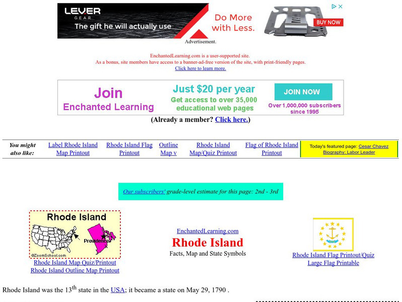 Enchanted Learning: Rhode Island Unit Plan Enchanted Learning: Rhode Island Unit Plan