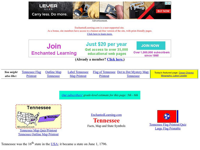 Enchanted Learning: Tennessee Unit Plan Enchanted Learning: Tennessee Unit Plan
