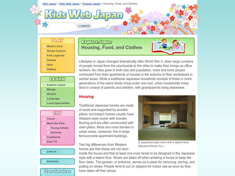 Kids Web Japan: Housing, Food & Clothes in Japan Website Kids Web Japan: Housing, Food & Clothes in Japan Website