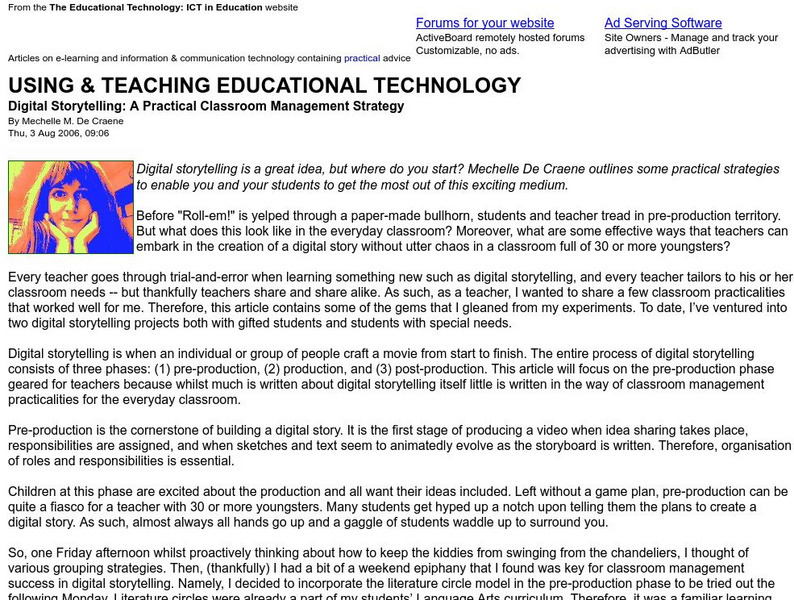 Digital Storytelling: A Practical Classroom Management Strategy Professional Doc Digital Storytelling: A Practical Classroom Management Strategy Professional Doc