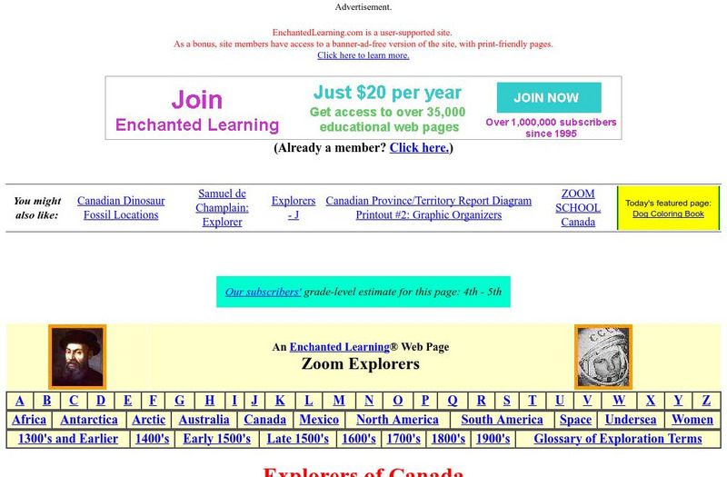 Enchanted Learning: Explorers of Canada Unit Plan Enchanted Learning: Explorers of Canada Unit Plan