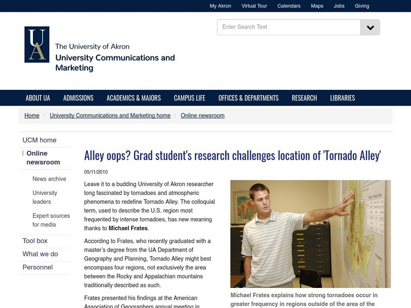 University of Akron: Research Challenges Location of 'Tornado Alley' Website University of Akron: Research Challenges Location of 'Tornado Alley' Website