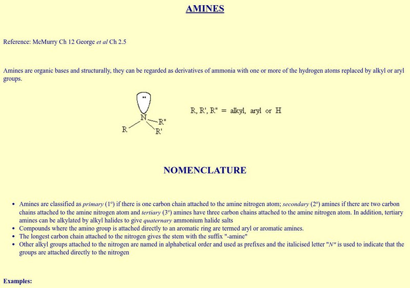 School of Chemistry: Amines Handout School of Chemistry: Amines Handout