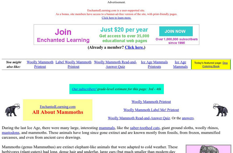 Enchanted Learning: All About Mammoths Handout Enchanted Learning: All About Mammoths Handout