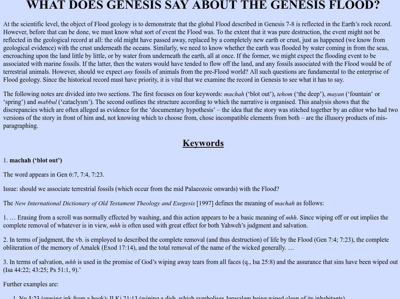 Amen Site:what Does Genesis Say About the Genesis Flood? Primary Amen Site:what Does Genesis Say About the Genesis Flood? Primary
