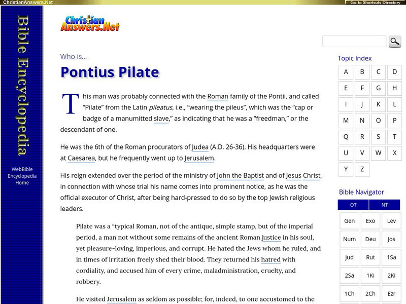 Web Bible Encyclopedia: Pontius Pilate Handout