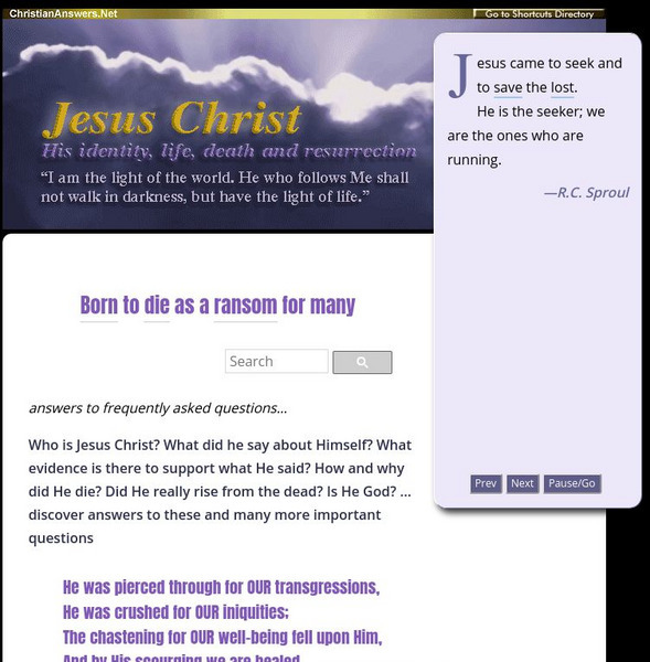 Christian Answers: Jesus Christ Website Christian Answers: Jesus Christ Website