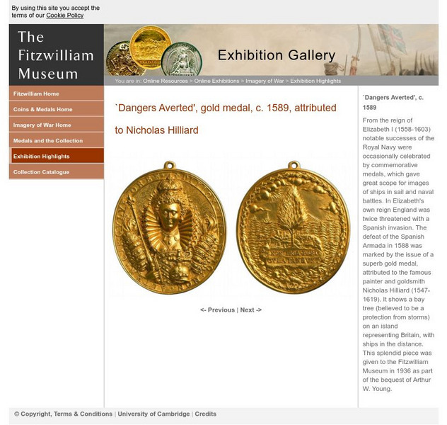 Fitzwilliam Museum: Images of War: Dangers Averted Gold Medal Graphic