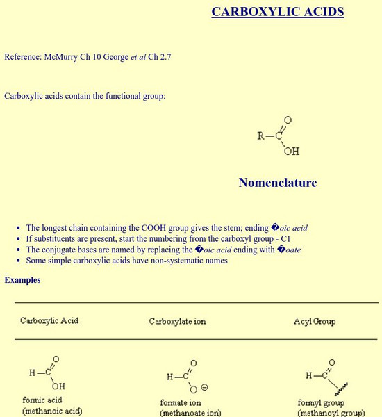 School of Chemistry: Carboxylic Acids Handout School of Chemistry: Carboxylic Acids Handout