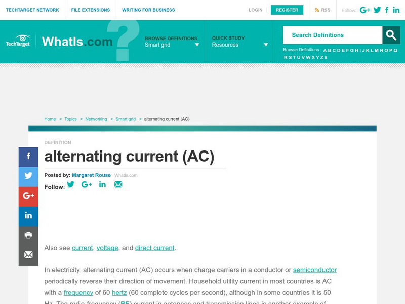 What Is: Alternating Current (Ac) Handout What Is: Alternating Current (Ac) Handout