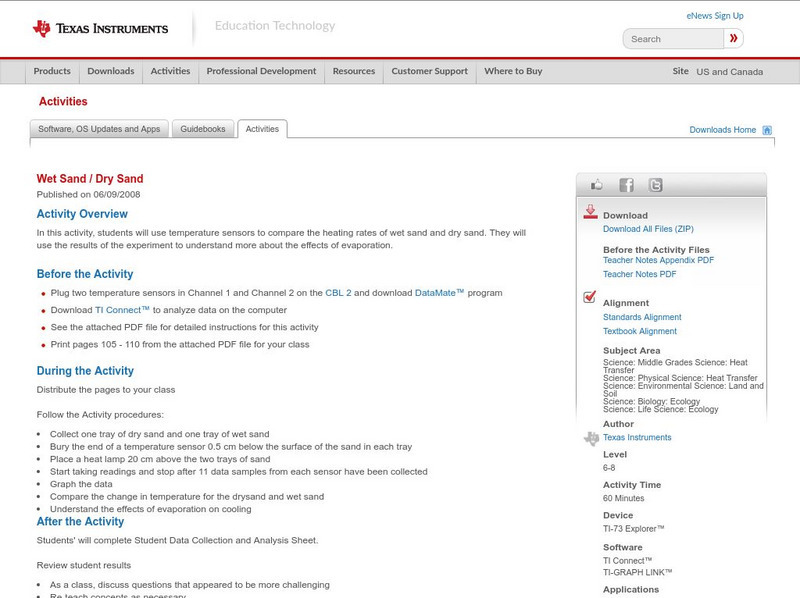 Texas Instruments: Wet Sand / Dry Sand Activity Texas Instruments: Wet Sand / Dry Sand Activity