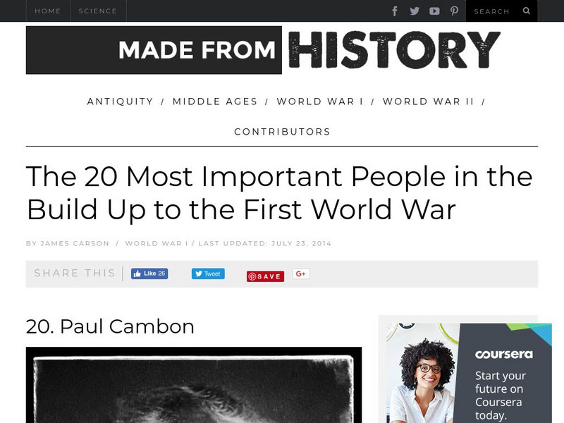 Made From History: 20 Important People in the Build Up to the First World War PPT Made From History: 20 Important People in the Build Up to the First World War PPT
