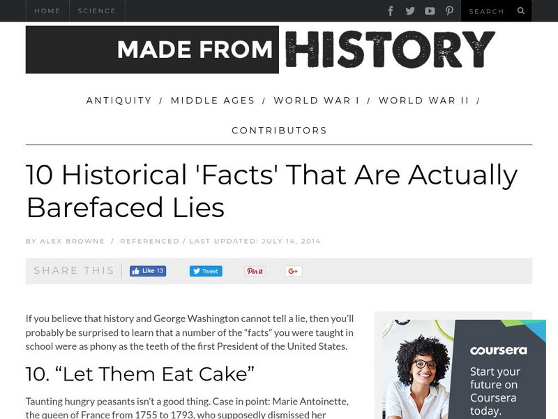 Made From History: 10 Historical Facts That Are Actually Barefaced Lies Handout