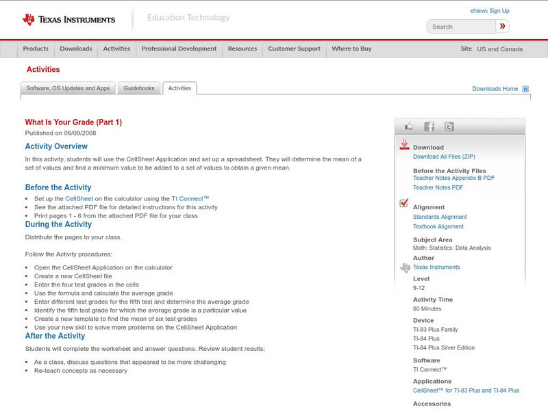 Texas Instruments: What Is Your Grade (Part 1) Activity Texas Instruments: What Is Your Grade (Part 1) Activity