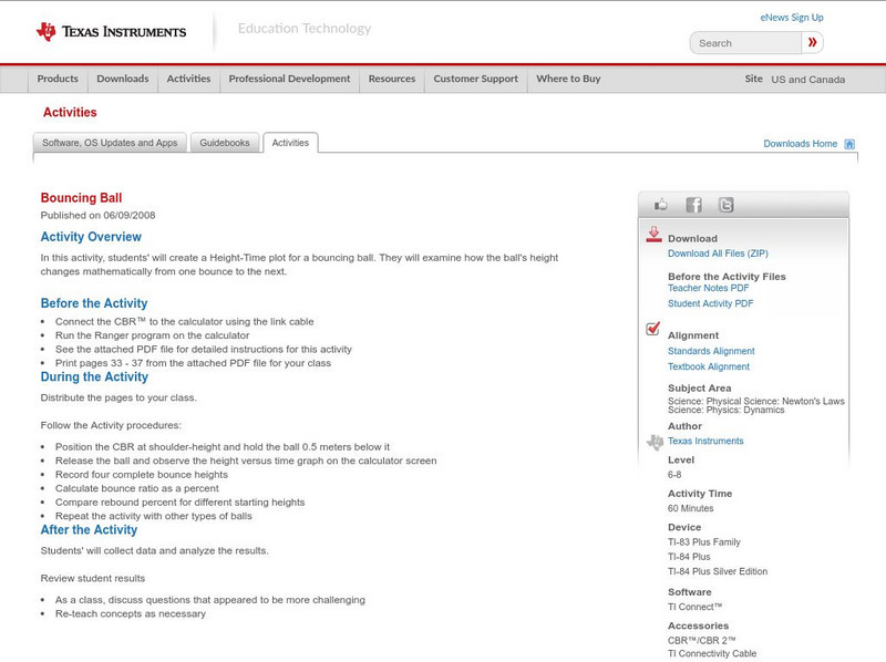 Texas Instruments: Bouncing Ball Activity Texas Instruments: Bouncing Ball Activity