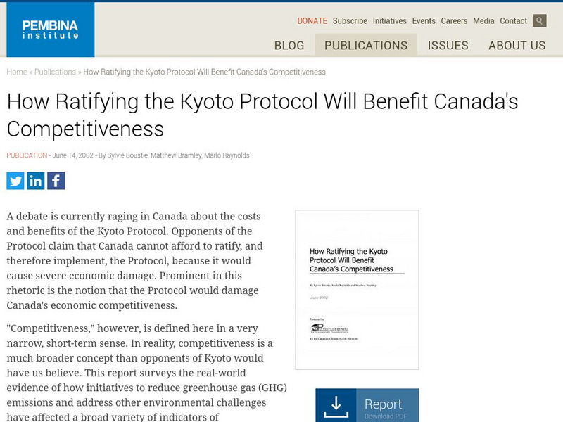 Ratifying Kyoto Will Benefit Canada's Competitiveness Handout
