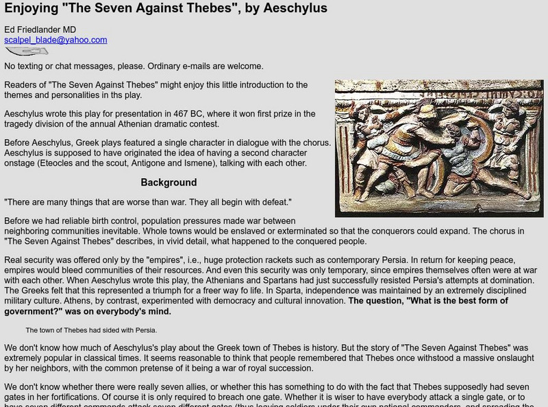 Enjoying "The Seven Against Thebes" Article Enjoying "The Seven Against Thebes" Article