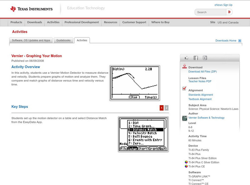 Texas Instruments: Graphing Your Motion Activity Texas Instruments: Graphing Your Motion Activity