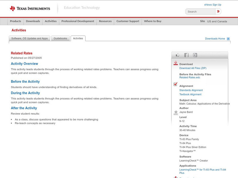 Texas Instruments: Related Rates Activity Texas Instruments: Related Rates Activity