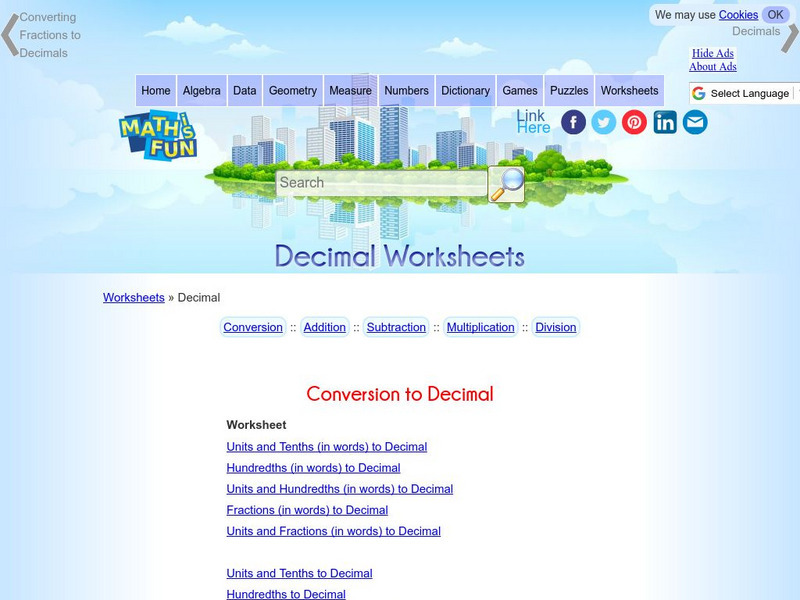 Math Is Fun: Decimal Worksheets Unknown Type Math Is Fun: Decimal Worksheets Unknown Type