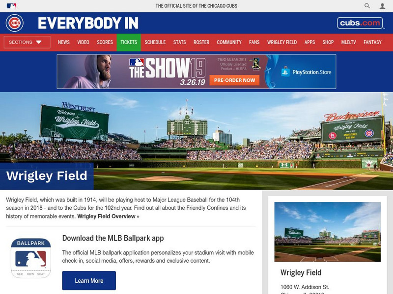 Mlb: Chicago Cubs Wrigley Field Website