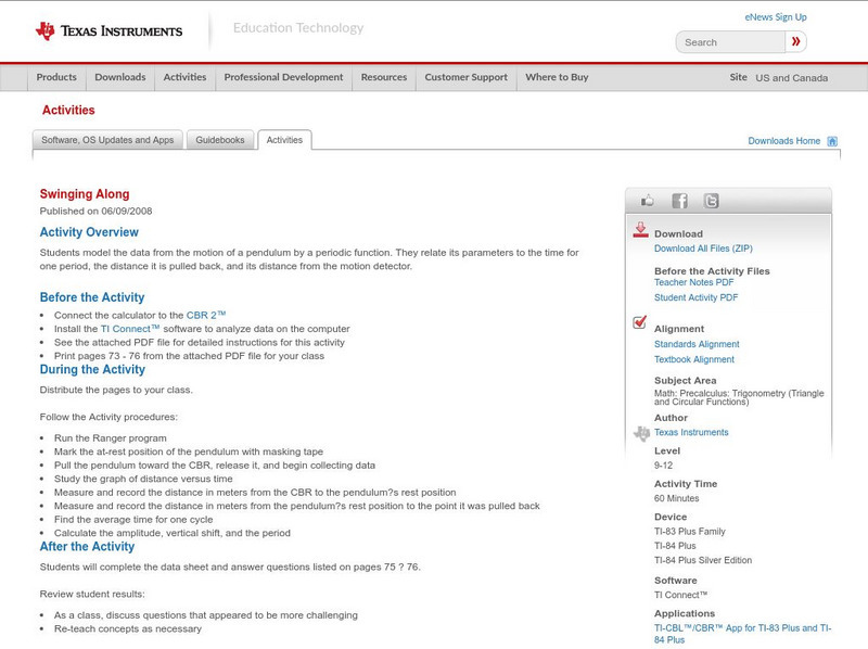 Texas Instruments: Swinging Along Activity Texas Instruments: Swinging Along Activity
