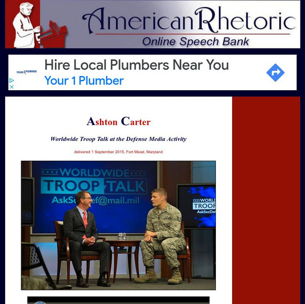 American Rhetoric: Ashton Carter: Worldwide Troop Talk: Defense Media Activity Primary