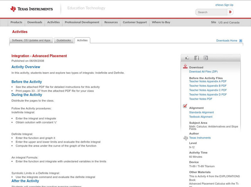 Texas Instruments: Integration Advanced Placement Activity Texas Instruments: Integration Advanced Placement Activity