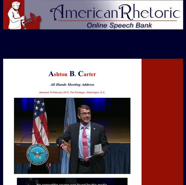 American Rhetoric: Ashton B. Carter: All Hands Meeting Address Primary
