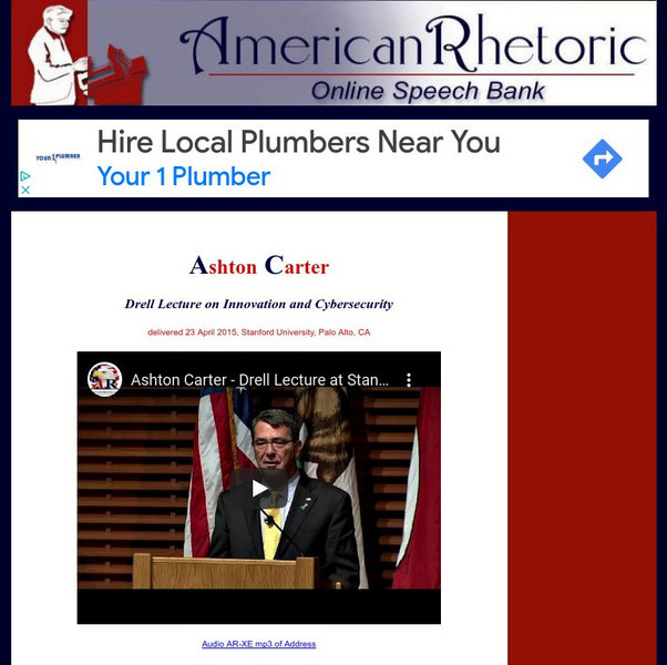 American Rhetoric: Ashton Carter: Drell Lecture on Innovation and Cybersecurity Primary