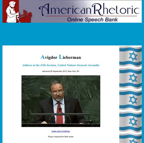 American Rhetoric: Avigdor Lieberman: Speech to United Nations General Assembly Primary American Rhetoric: Avigdor Lieberman: Speech to United Nations General Assembly Primary