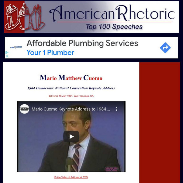 American Rhetoric: Mario Matthew Cuomo: 1984 Dnc Keynote Address Primary American Rhetoric: Mario Matthew Cuomo: 1984 Dnc Keynote Address Primary