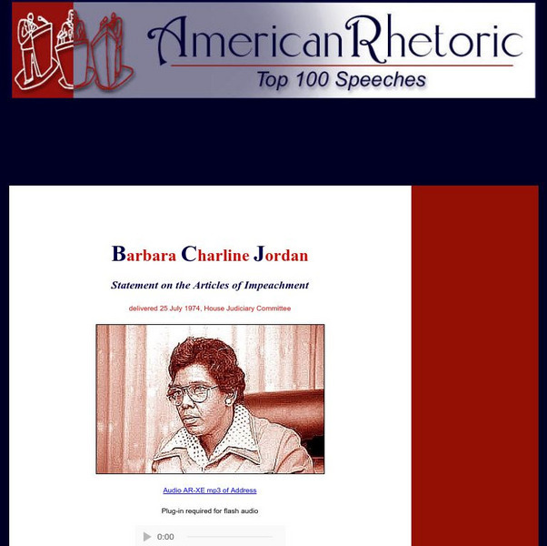 American Rhetoric: Barbara Jordan: Statement on the Articles of Impeachment Primary American Rhetoric: Barbara Jordan: Statement on the Articles of Impeachment Primary