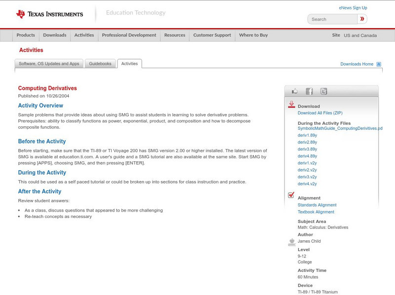 Texas Instruments: Computing Derivatives Activity