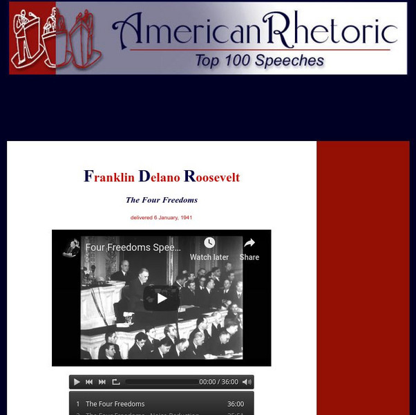 American Rhetoric: Franklin Delano Roosevelt: "The Four Freedoms" Primary American Rhetoric: Franklin Delano Roosevelt: "The Four Freedoms" Primary
