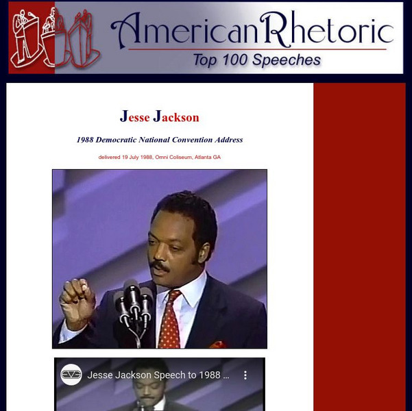 American Rhetoric: Jesse Jackson: 1988 Democratic National Convention Address Primary American Rhetoric: Jesse Jackson: 1988 Democratic National Convention Address Primary