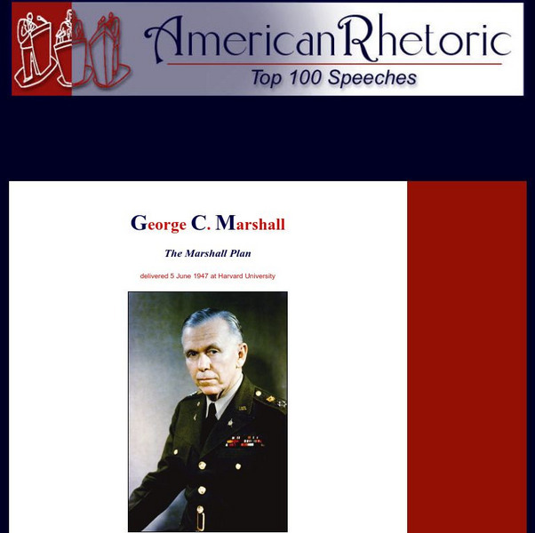 American Rhetoric: George C. Marshall: The Marshall Plan Primary American Rhetoric: George C. Marshall: The Marshall Plan Primary