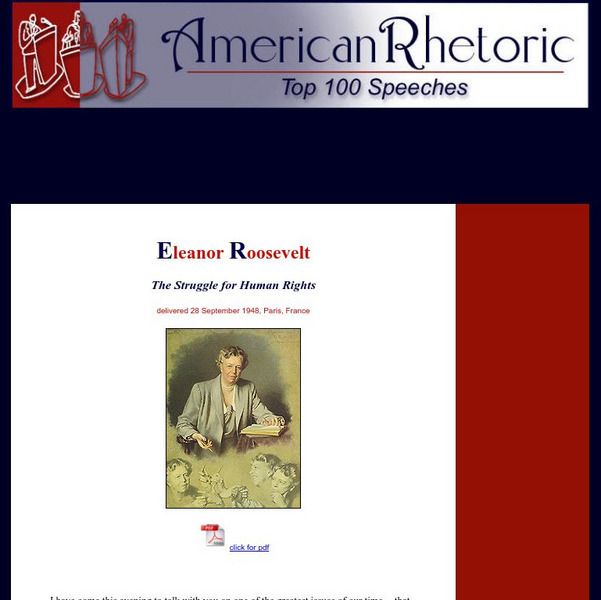 American Rhetoric: Eleanor Roosevelt: The Struggle for Human Rights Primary American Rhetoric: Eleanor Roosevelt: The Struggle for Human Rights Primary