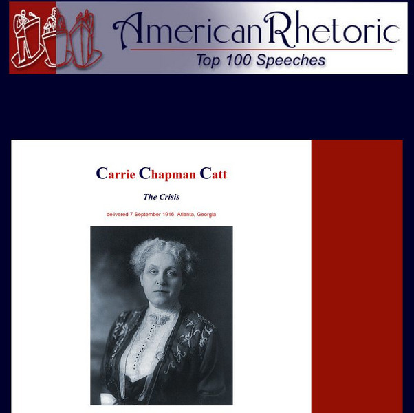 American Rhetoric: Carrie Chapman Catt: "The Crisis" Primary American Rhetoric: Carrie Chapman Catt: "The Crisis" Primary