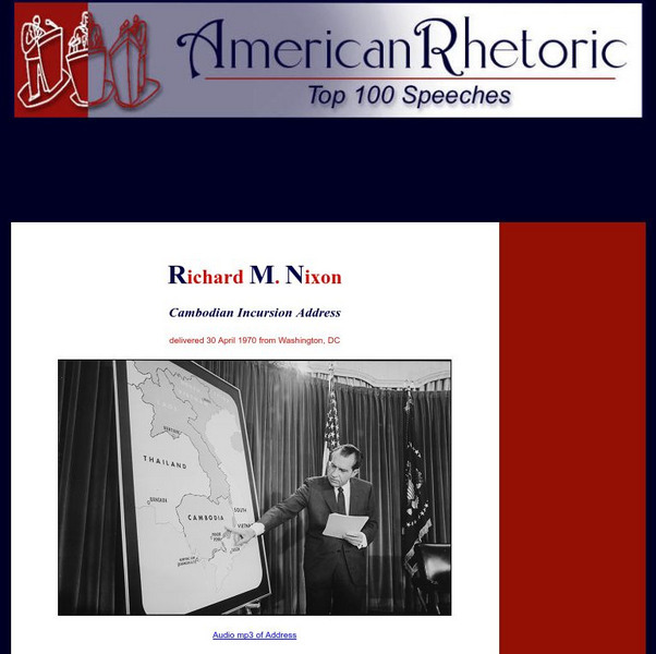 American Rhetoric: Richard M. Nixon: Cambodian Incursion Address Primary American Rhetoric: Richard M. Nixon: Cambodian Incursion Address Primary