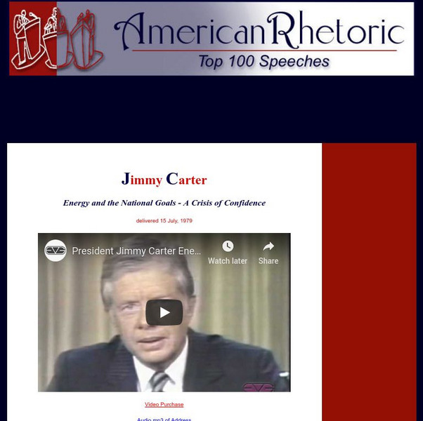 American Rhetoric: Jimmy Carter: "A Crisis of Confidence" Primary