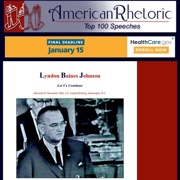 American Rhetoric: Lyndon Baines Johnson: "Let Us Continue" Primary American Rhetoric: Lyndon Baines Johnson: "Let Us Continue" Primary