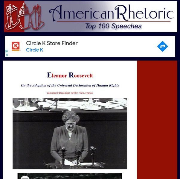 American Rhetoric: Eleanor Roosevelt: Adopting the Declaration of Human Rights Primary American Rhetoric: Eleanor Roosevelt: Adopting the Declaration of Human Rights Primary