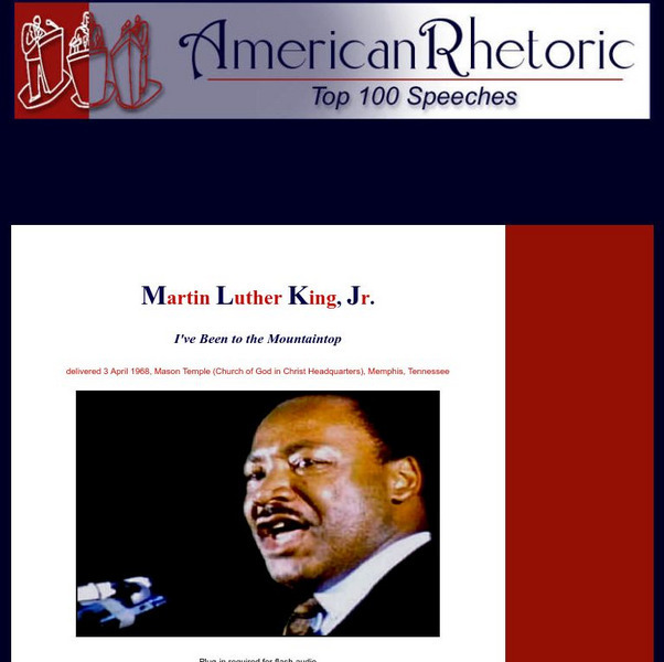 American Rhetoric: Martin Luther King, Jr.: "I've Been to the Mountaintop" Primary
